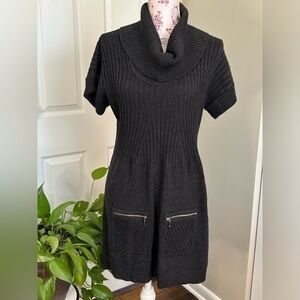 Alfani Gray Cowneck Sweater Dress Business Casual Midi Party Outfit Medium